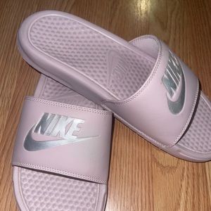Pink Nike slides